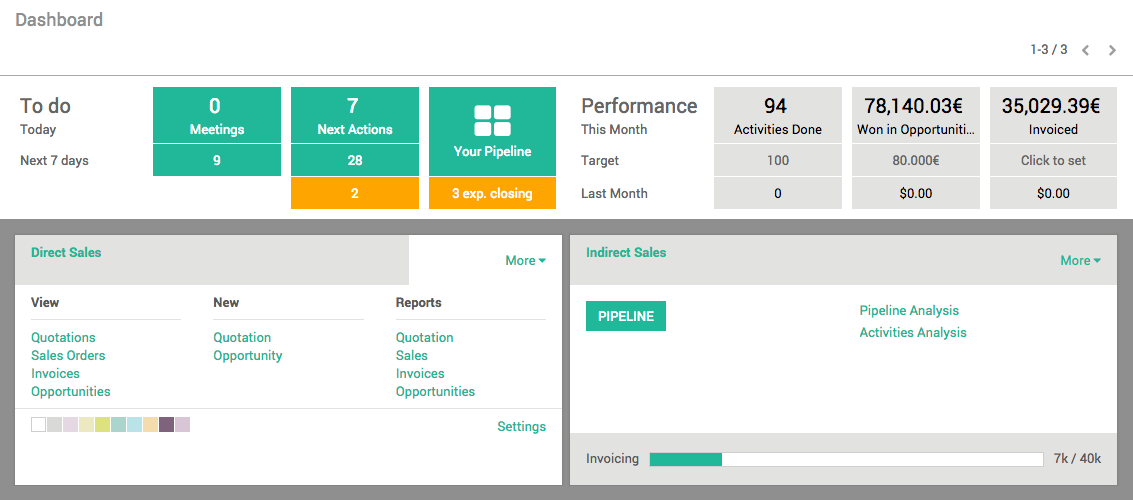 Odoo - Sample 1 for three columns