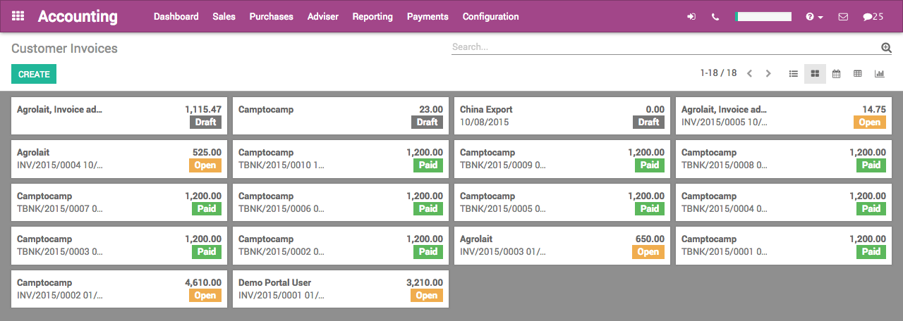 Odoo - Sample 1 for three columns